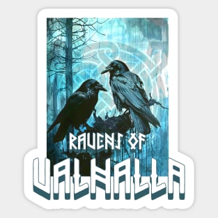 Valhalla Viking symbol with 2 ravens Sticker